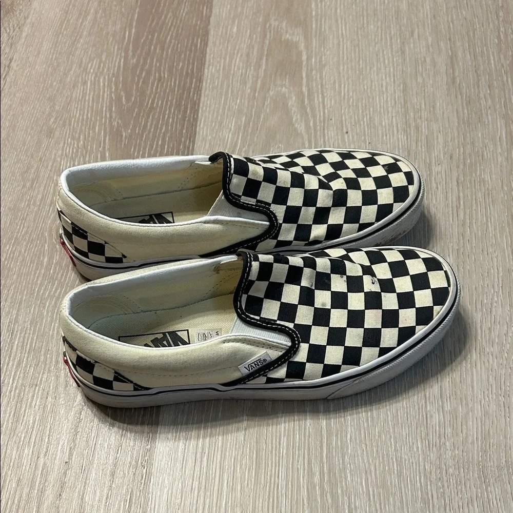 Vans Classic Checkerboard Slip On Black and Off White Unisex Sz 9 - Picture 3 of 5